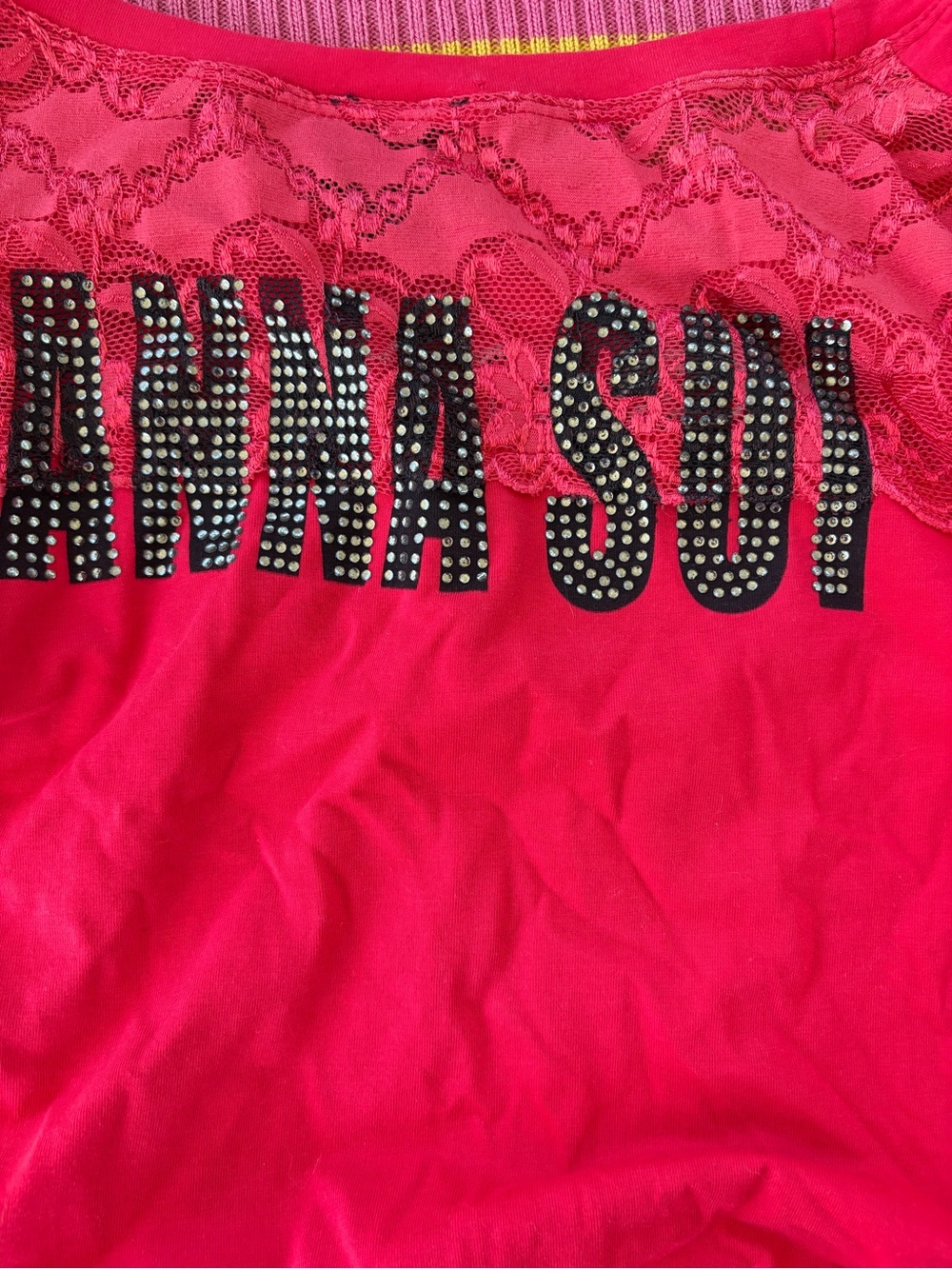 Vintage Anna Sui Red Long-Sleeve Graphic Tee - Picture 4 of 5